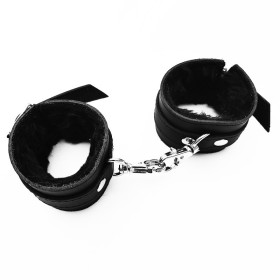 Esposas Chicas Peluche Negro con Mosqueton cuero sadomasoquismo bon...