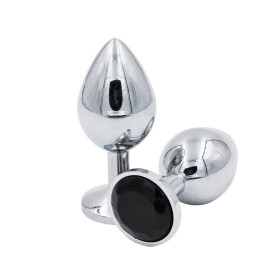 Plug Anal de Metal Pequeño Perla Negra 7 x 2.5 cm.