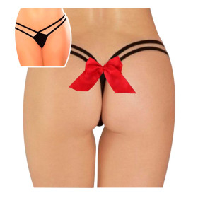 Mini Tanga Negra con Moño Pasionel