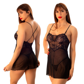 Babydoll Blanco y Peluche Rosa Pasionel sexshop Dentro de la lencer...