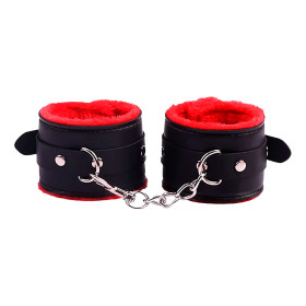 Esposas para Manos o Tobillo con Peluche y Mosquetón Rojas