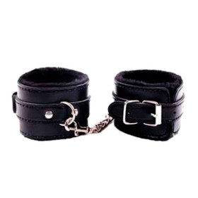 Esposas para Manos o Tobillo con Peluche y Mosquetón Negras