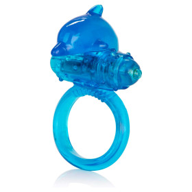 Anillo Retardante Vibrador Azul Delfín Calexotics