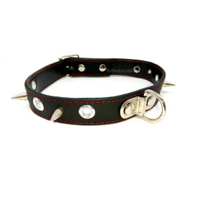 Choker de Cuero con Puas y Argolla D